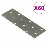 VidaXL Plăci perforate, 60 buc., 2 mm, 120x40 mm, oțel galvanizat