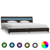 Cumpara ieftin Cadru de pat cu LED, gri, 180 x 200 cm, piele ecologică