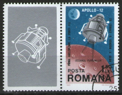 Romania 1969 - Apollo 12, stampilata foto