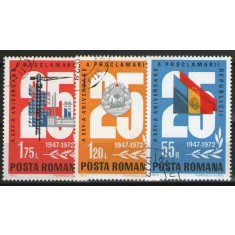 Romania 1972 - 25-a aniversare a Proclamării Republicii, serie stampilata