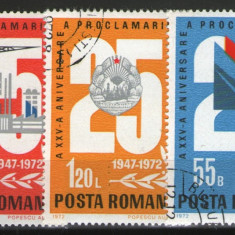 Romania 1972 - 25-a aniversare a Proclamării Republicii, serie stampilata