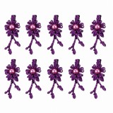 Cumpara ieftin Set 10 cleme de par mov 5 x 2 cm, model floral metalizat, design floral elegant, accesorii pentru coafuri feminine