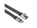 Cablu flat USB4 type C drept/unghi 8K UHD-2/80Gb/240W 0.8m Negru, Roline 11.02.9098