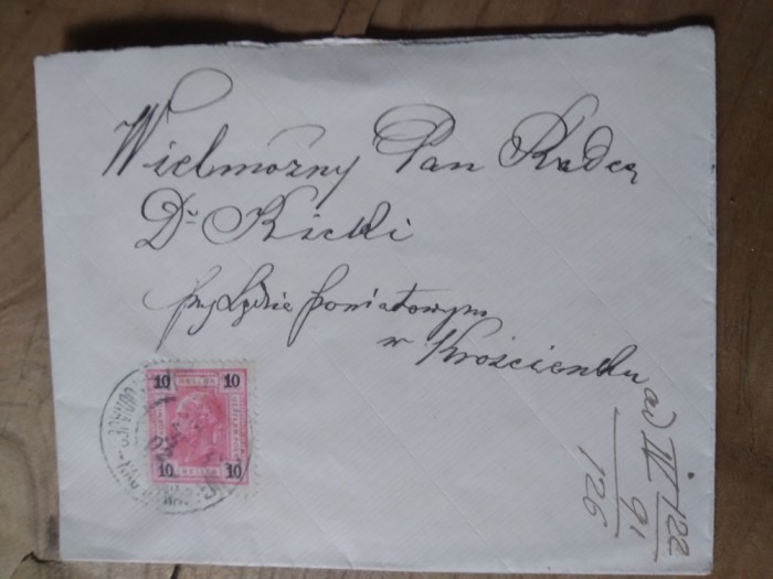 Plic circulat interbelic timbre Carol I Austro-Ugaria 5 Helleri