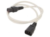 Cablu Alb IEC C13 Mamă la IEC C14 Tată cu Blocare 1m