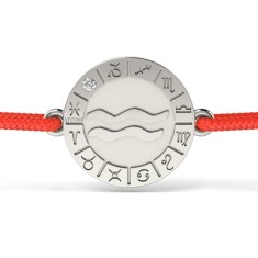 Bratara din argint cu snur rosu model Aquarius