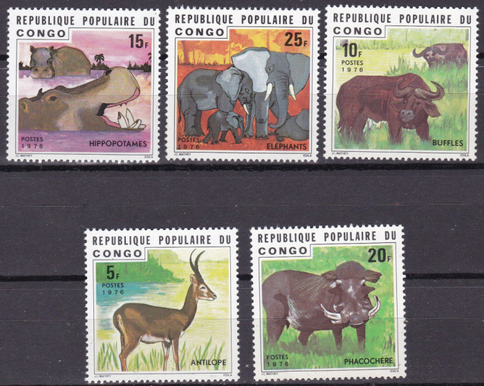 Congo 1976 fauna MI 539-543 MNH ww81