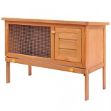 Cusca Iepuri Exterior VidaXL, Lemn, 1 Nivel, 90x45x65.5cm, Protectie Ploaie, Tava Curatare Usoara