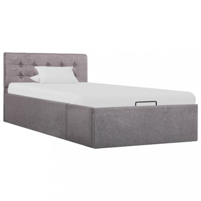 Gossi cadru pat hidraulic cu depozitare, gri taupe, 90x200 cm, textil foto