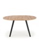 Masa extensibila living si bucatarie HM Ruben, lemn masiv, blat MDF, ovala, 6 persoane, 102-142x102x73 cm, stejar/negru