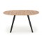 Masa extensibila living si bucatarie HM Ruben, lemn masiv, blat MDF, ovala, 6 persoane, 102-142x102x73 cm, stejar/negru