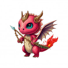 Sticker decorativ Dragonas, Rosu, 53 cm, 3561ST