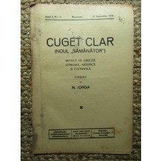 Revista - Cuget Clar - Noul Semanator - condusa de N. Iorga - ANUL I NR. 11 23 SEPTEMBRIE 1936