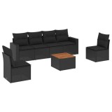 Cumpara ieftin Set canapele de gradina cu perne, 7 piese, negru, poliratan