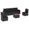 Set canapele de gradina cu perne, 7 piese, negru, poliratan
