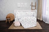Set lenjerie de pat Lorelli, cu 7 piese din bumbac ranforce, Lily, Grey Ballons