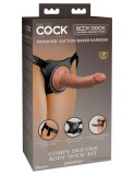 Strap-On Cu Dildo Cu Ventuza Comfy Silicone Body Dock Kit, Negru + Bronz, 18 cm