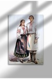 RF-30|Poster Folclor Rom&acirc;nesc, Costume Tradiționale, Imprimeu Digital pe P&acirc;nză, Artă Murală Etnică Vintage | A4 (21 x 29.7 cm) - RF-30