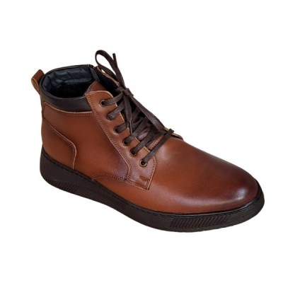 Ghete barbati Casual, din piele naturala imblanite, cu fermoar, Maro PH350MBOX foto