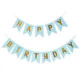 Banner Happy Birthday, Ghirlanda, 2.5m x 17cm, Albastru Deschis, Ropet