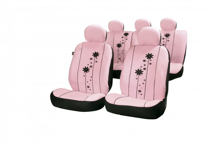 Set huse scaune auto Pink Urban Girl , Fata + Spate compatibile cu modelele cu Airbag in scaune AutoDrive ProParts