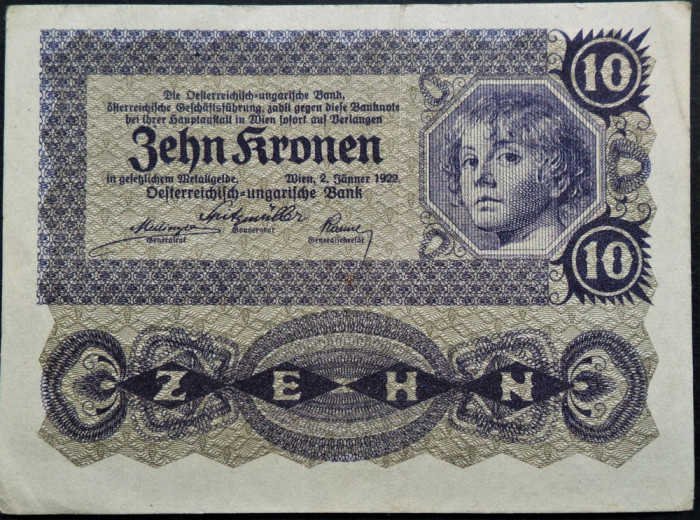 Bancnota istorica 10 COROANE / KRONEN- AUSTRIA, anul 1922 * cod 333