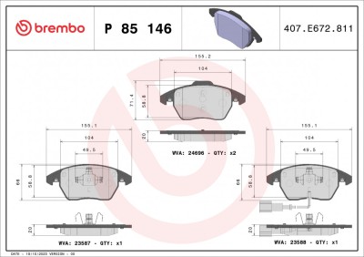 BREMBO P 85 146 PRIME LINE set placute frana,frana disc foto
