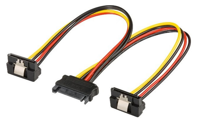 Cablu alimentare s-ata - 2 x SATA 90 grade, 15cm, multiplicator s-ata