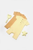 Cumpara ieftin Set 2 salopete scurte Bamboo, galben, BabyCosy, 50%bumbac+50% bambus (Marime: 9-12 luni)