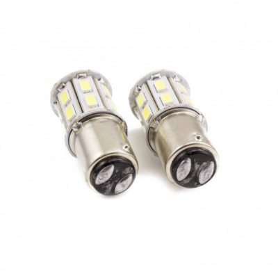 Set beruri LED auto de frana 12V P21/5W BA15D dublu filament 20x5730SMD alb 500lm CARGUARD 2buc foto