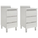 Cumpara ieftin Dulapuri de bucatarie comerciale cu 3 sertare, 2 buc., 50x60x96 cm