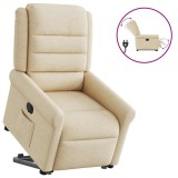 Cumpara ieftin Fotoliu electric rabatabil cu ridicare, crem, textil