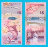 Bermuda (p#58) 5 Dollars 2009 UNC &#039;Pește Spadă&#039; serie: 028155 Prefix &quot;Ceapă&quot;