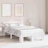 VidaXL Cadru de Pat cu Tăblie Alb 135x190 cm Lemn Solid Pin