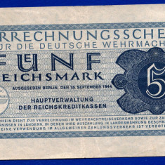 (5) BANCNOTA (CERTIF COMPENSARE) GERMANIA - 5 REICHSMARK 1944, TRUPELE WEHRMACHT