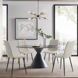 Set 4 scaune dining tapitate Elsern, bej, cadru metalic