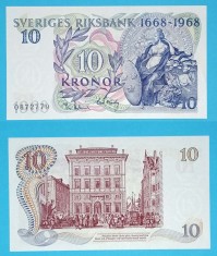 Suedia 10 Kronor 1968 &amp;#039;Riksbank&amp;#039; aUNC serie: 0872779, p56 Comemorativa foto