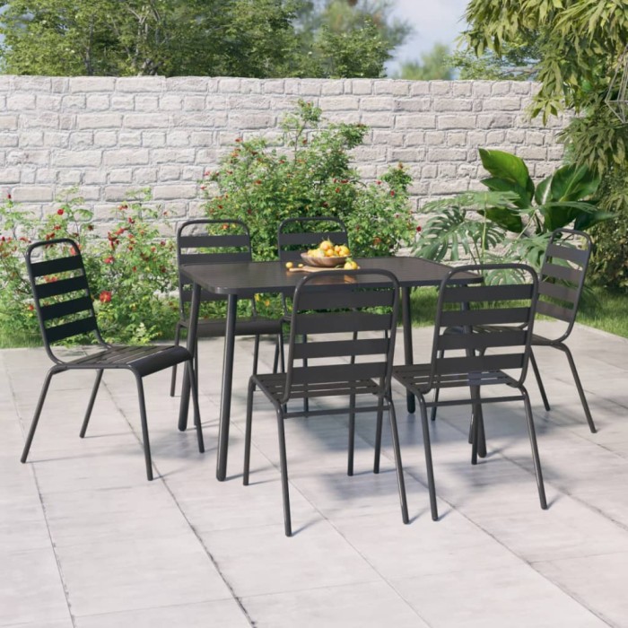 Gossi set de masa pentru gradina, 7 piese, antracit, otel