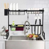 Cumpara ieftin Organizator Vase Chiuveta, 85cm, Negru - Uscator Multifunctional Antirugina, Premium, Montare Rapida, Personalizabil