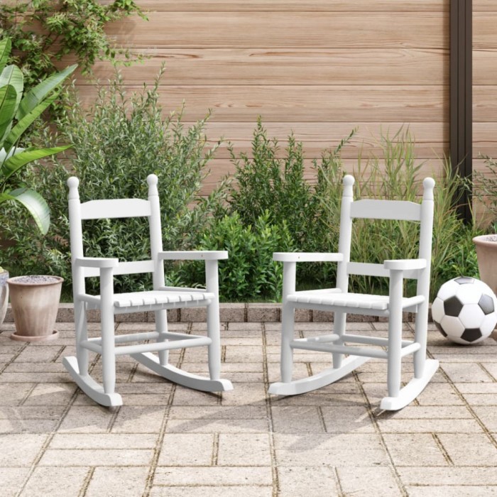 vidaXL Scaune balansoar pentru copii, 2 buc., alb, lemn masiv plop 3281600