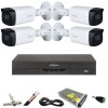 Kit Supraveghere Dahua 5MP, 4 Camere, IR 80m, Starlight + DVR 4 Canale, Accesorii SafetyGuard