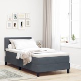 vidaXL Pat cu Arcuri și Saltea Gri &icirc;nchis 90 x 200 cm țesătură