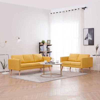 vidaXL Set de canapele, 2 piese, galben, material textil foto