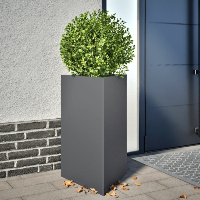 vidaXL Jardiniere grădină, 2 buc. antracit 50x43x75 cm oțel triunghi 851176