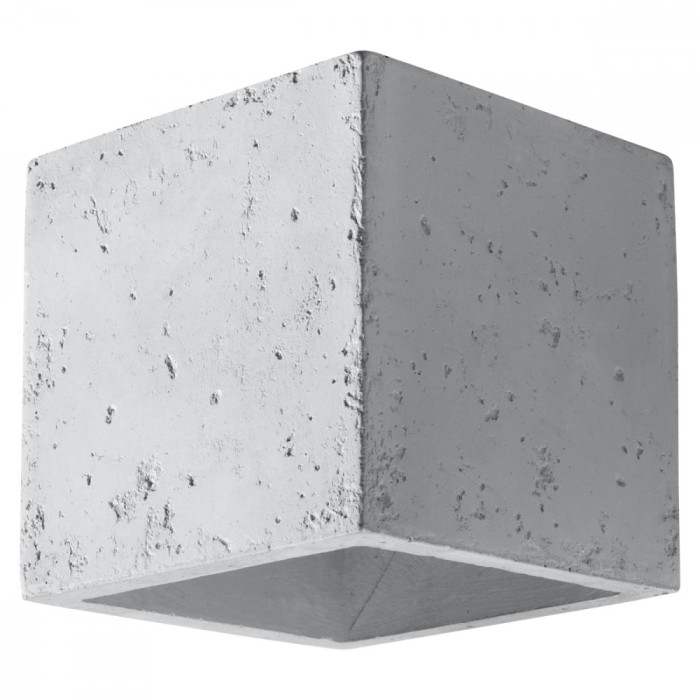 Lampă De Perete Quad Gri Beton 1 Bec Pătrat Industrial De Interior