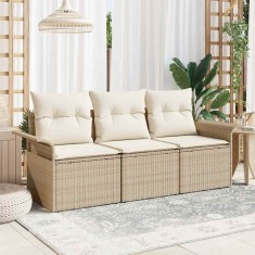 vidaXL Set de canapele pentru grădină 3 pcs Bej 196 x 62 x 85cm 3345221