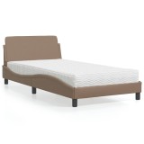 vidaXL Pat cu saltea, Dover, cappuccino, 100x200cm piele ecologică 3208361