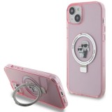 Husa pentru iPhone 15 Plus / iPhone 14 Plus - Karl Lagerfeld Hardcase Ring Stand MagSafe (KLHMP15MHMRSKCP) - Pink Karl&amp;Choupette