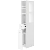HOMCOM Dulap de Baie &Icirc;nalt și &Icirc;ngust cu 2 Sertare, 135 cm, Alb | Aosom Romania