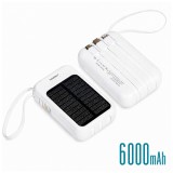 Powerbank cu panou solar 4 cabluri de &icirc;ncărcare 6000mAH